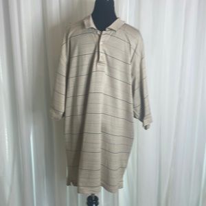 Beige W/ Black/Grey Stripes BOCA CLASSICS Polo Shirt, size XXL